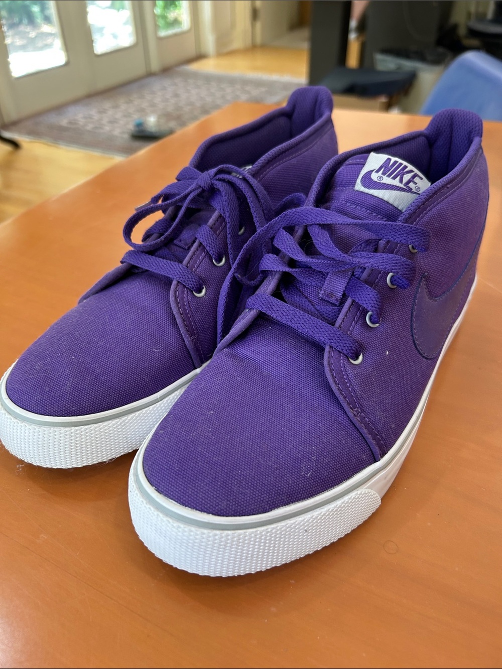 Nike Purple Canvas Mid-Top Sneakers with White Soles